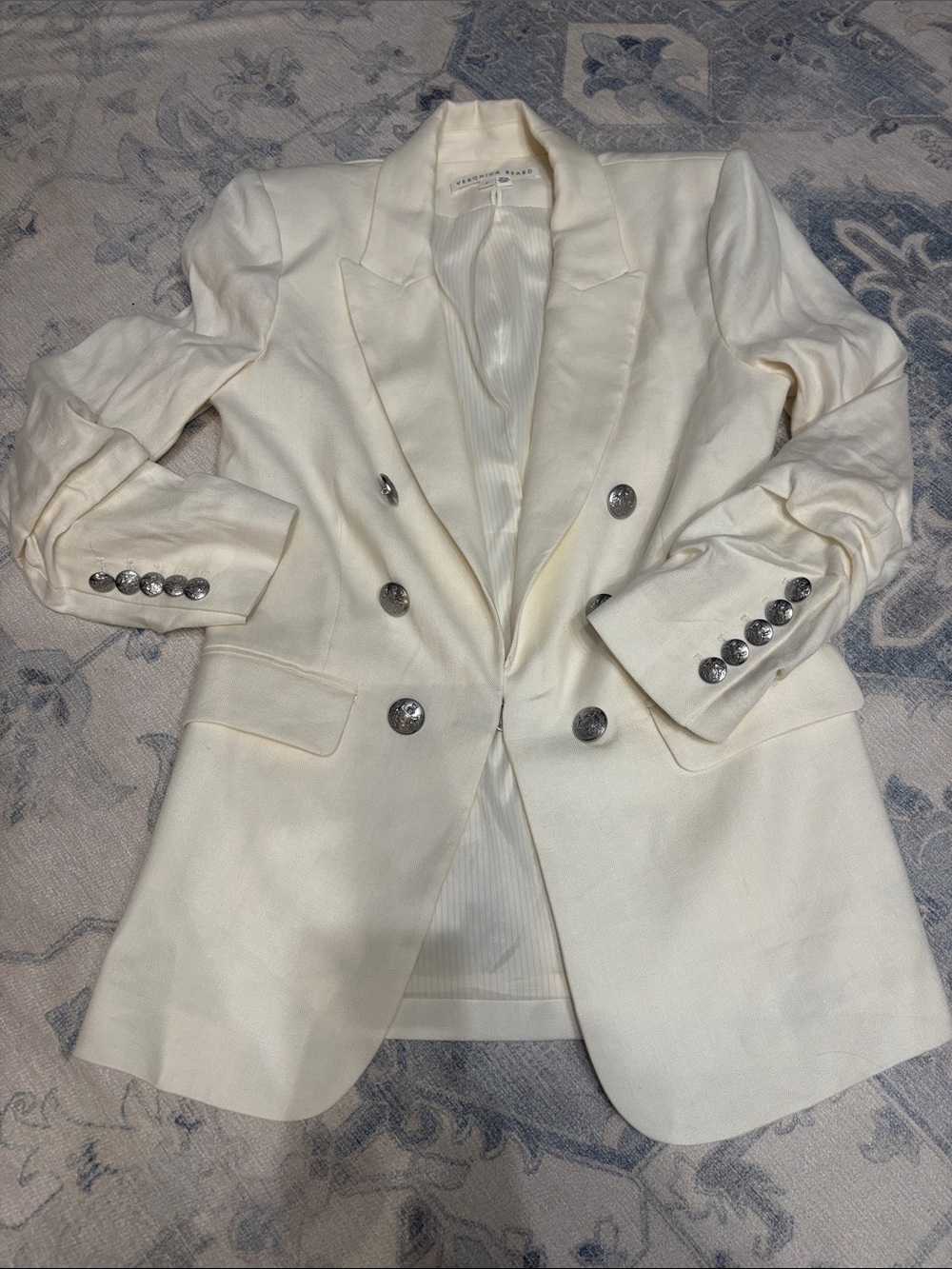 Veronica Beard Double-Breasted Ivory Women's Blazer Jacket